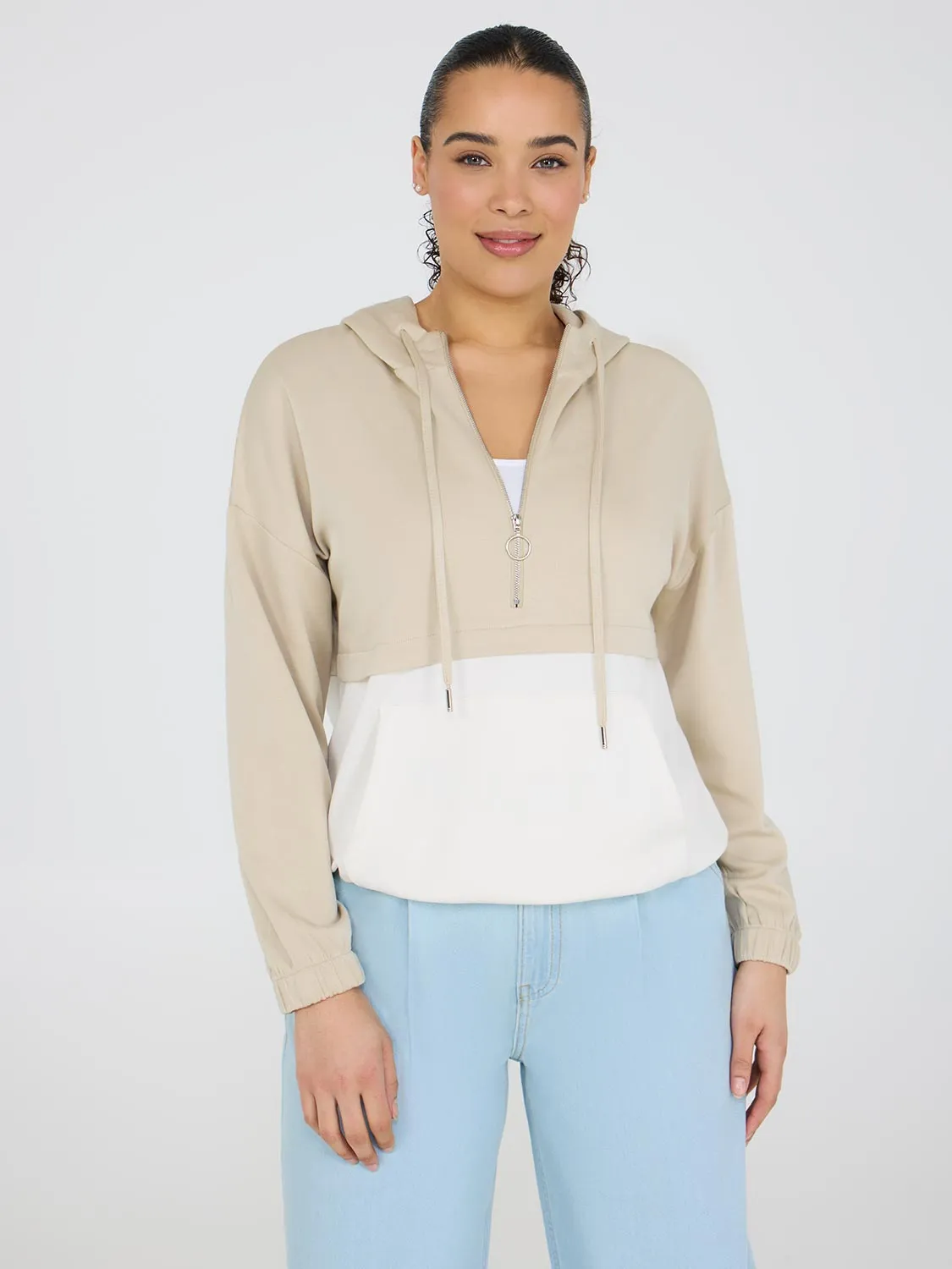 Half-Zip Colour Block Hoodie sold by Suzy Shier