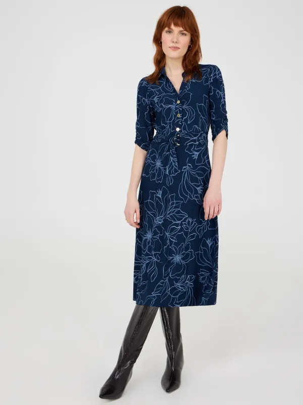 Printed Button-Front Midi Dress With Pockets sold by Suzy Shier