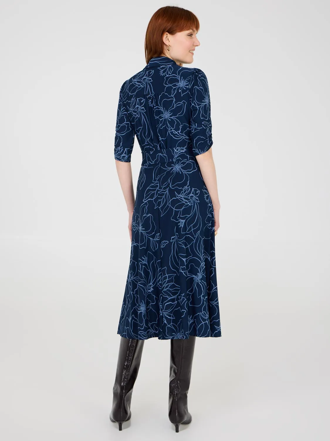 Printed Button-Front Midi Dress With Pockets sold by Suzy Shier product image thumbnail 4