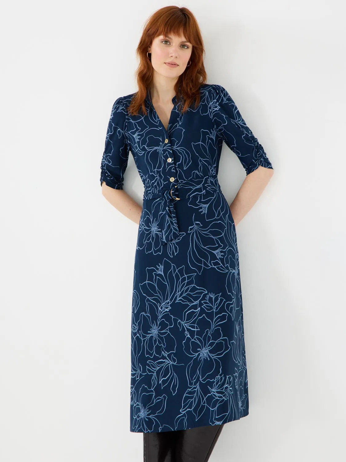 Printed Button-Front Midi Dress With Pockets sold by Suzy Shier product image thumbnail 3
