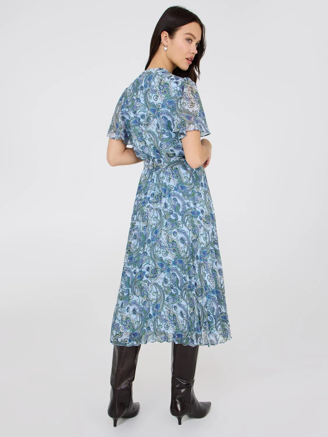 Paisley Print Pleated Chiffon Dress sold by Suzy Shier product image thumbnail 5