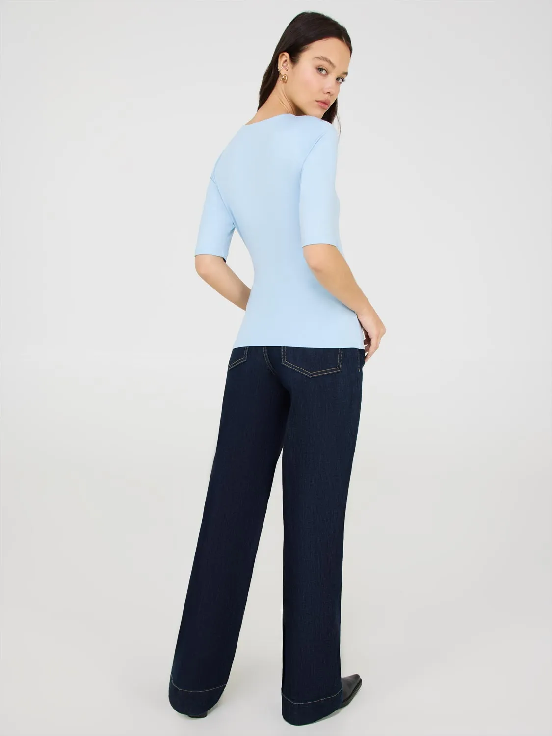 Double Layer V-Neck Elbow Sleeve Top sold by Suzy Shier product image thumbnail 5