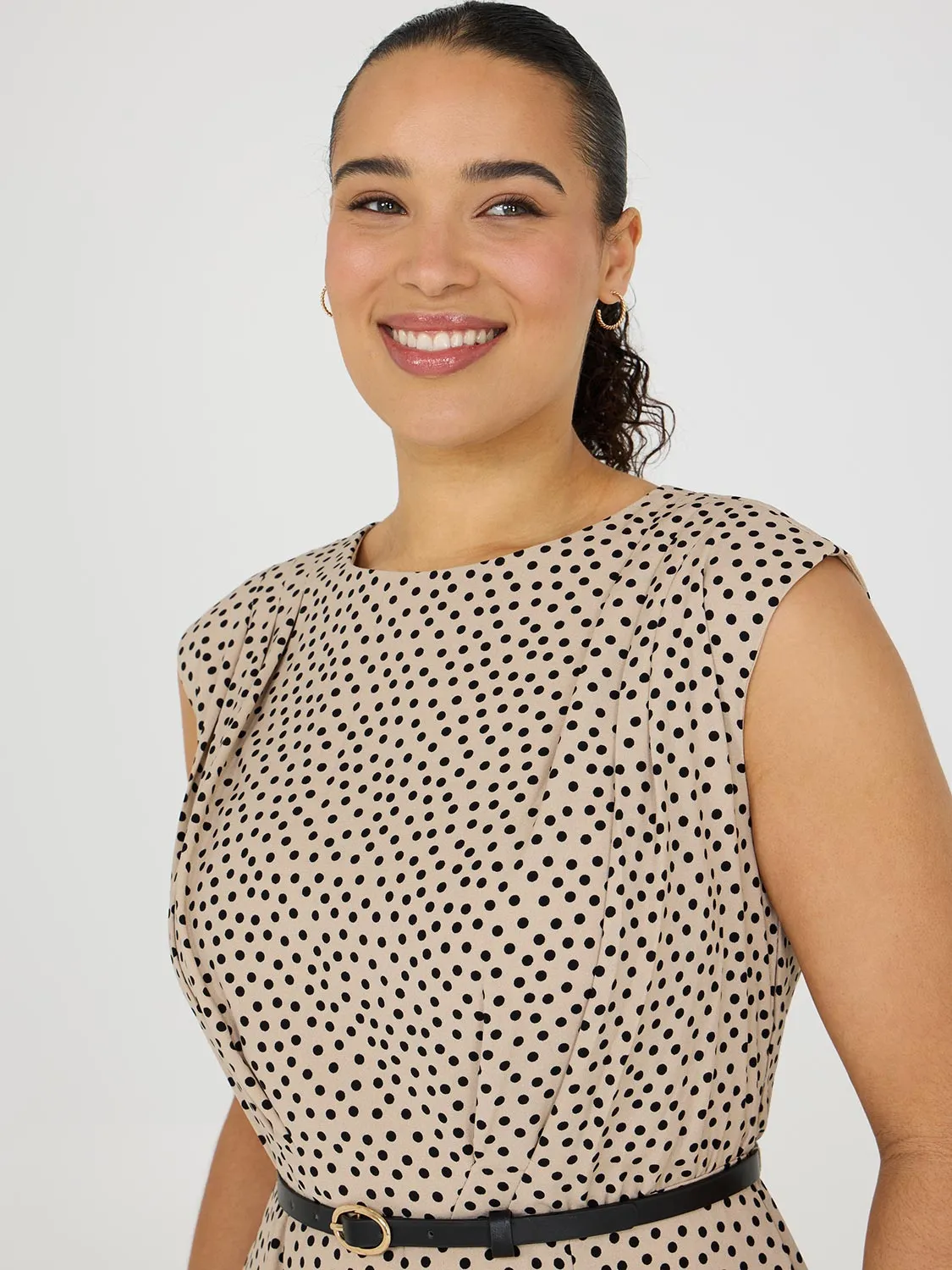 Dot Print A-Line Belted Dress sold by Suzy Shier product image thumbnail 2