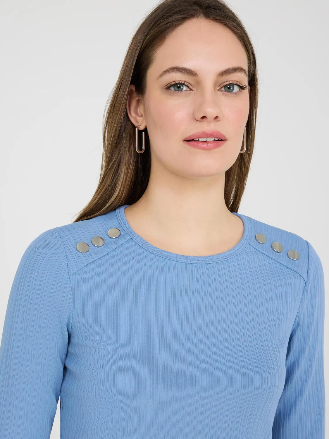 Ribbed Top With Button Details sold by Suzy Shier product image thumbnail 2