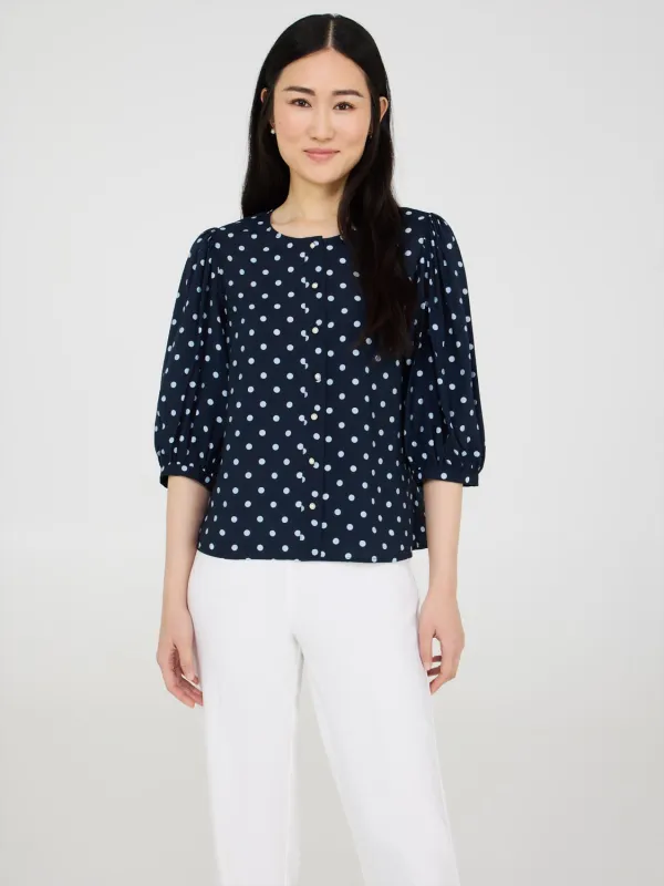 Dot Print Puff Sleeve Blouse sold by Suzy Shier
