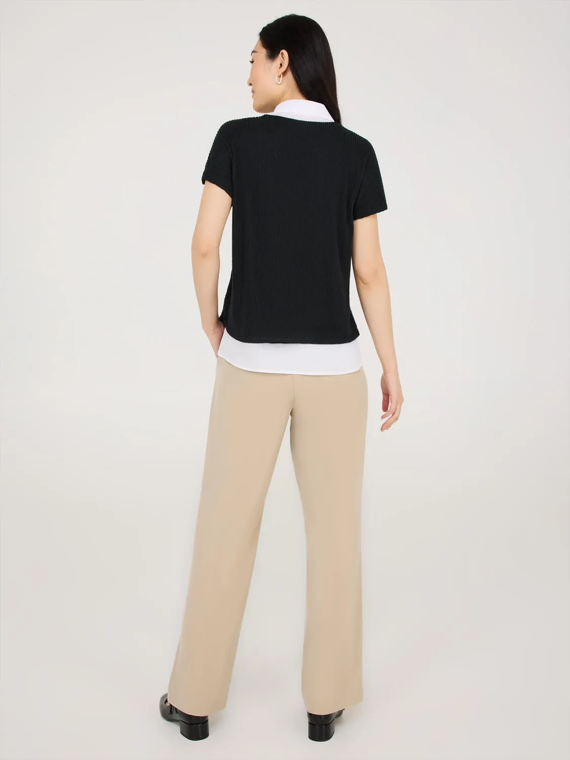 2-Fer Short Sleeve Top With Chiffon Blouse sold by Suzy Shier product image thumbnail 4