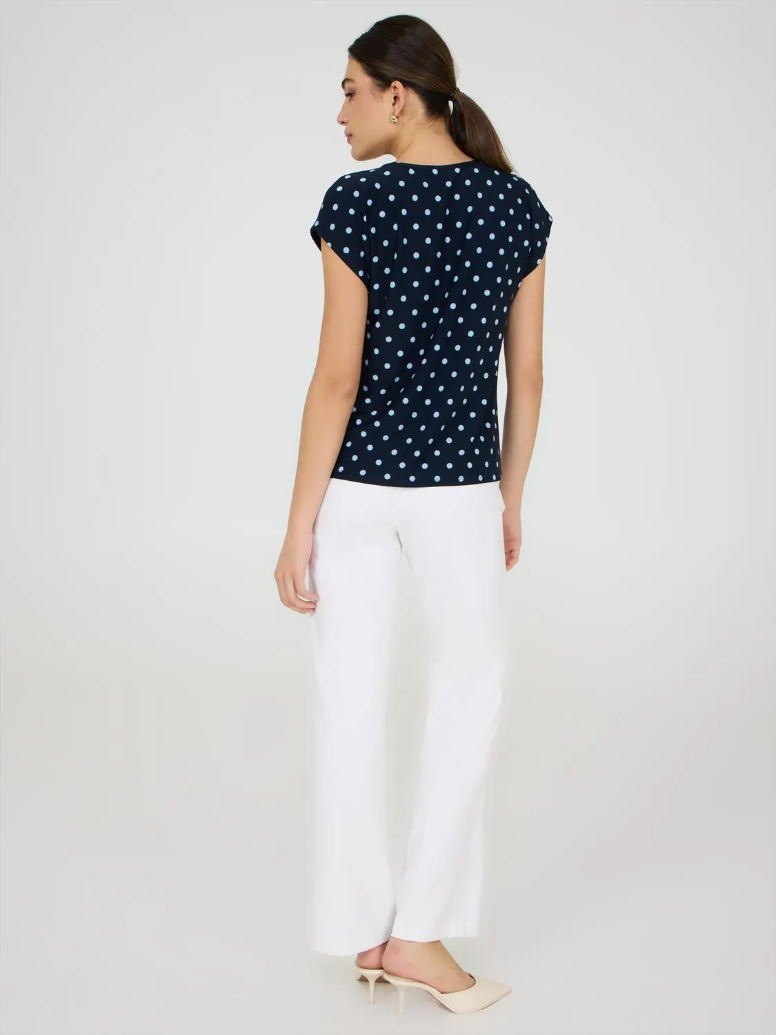 Dot Print Pleated Top With Bar Detail sold by Suzy Shier product image thumbnail 4