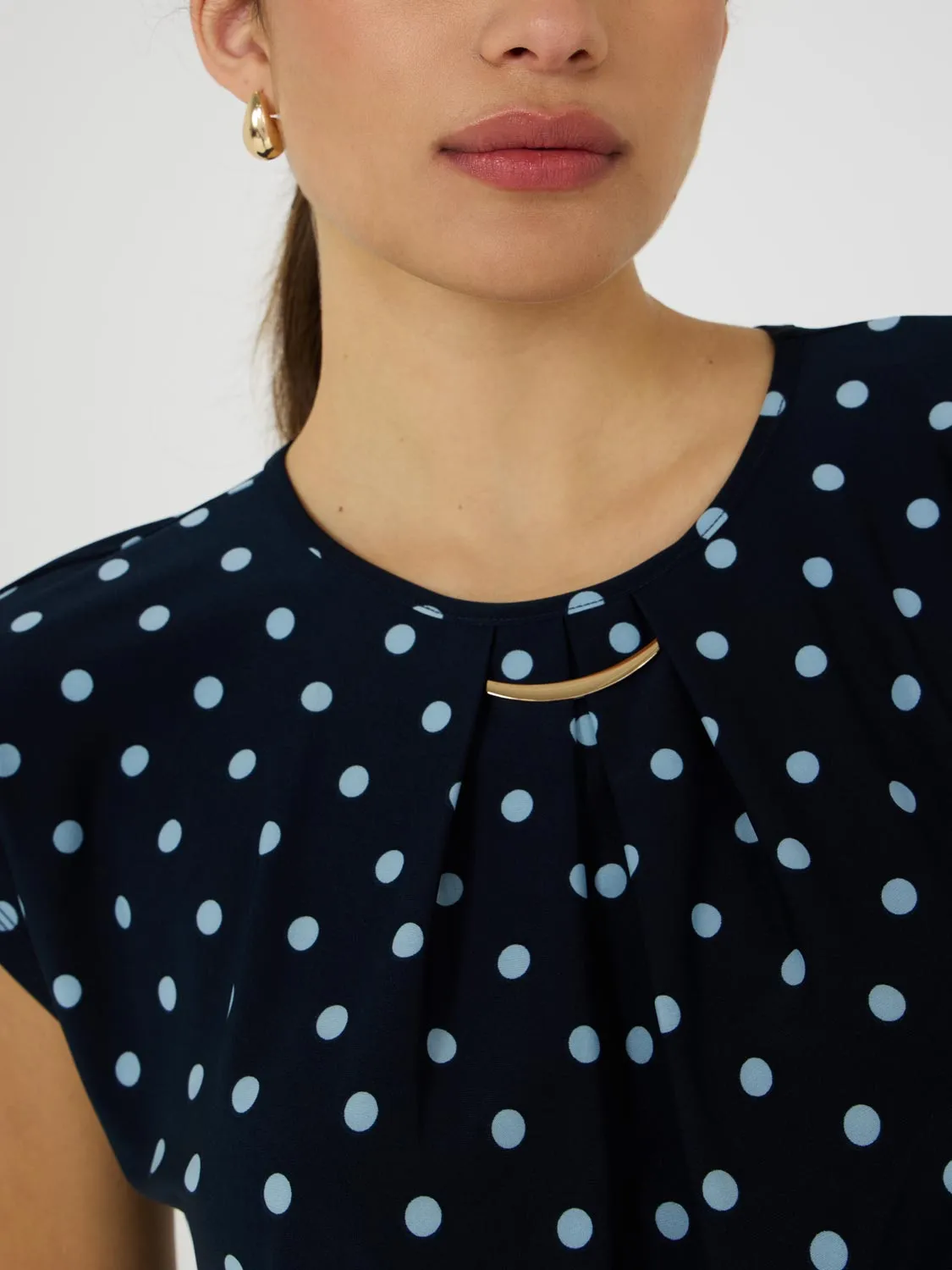 Dot Print Pleated Top With Bar Detail sold by Suzy Shier product image thumbnail 2