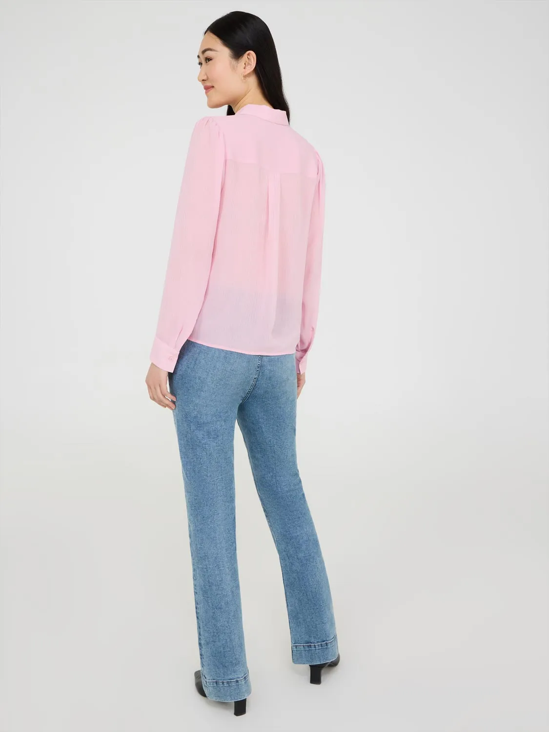 Button-Front Blouse With Tie Front sold by Suzy Shier product image thumbnail 4