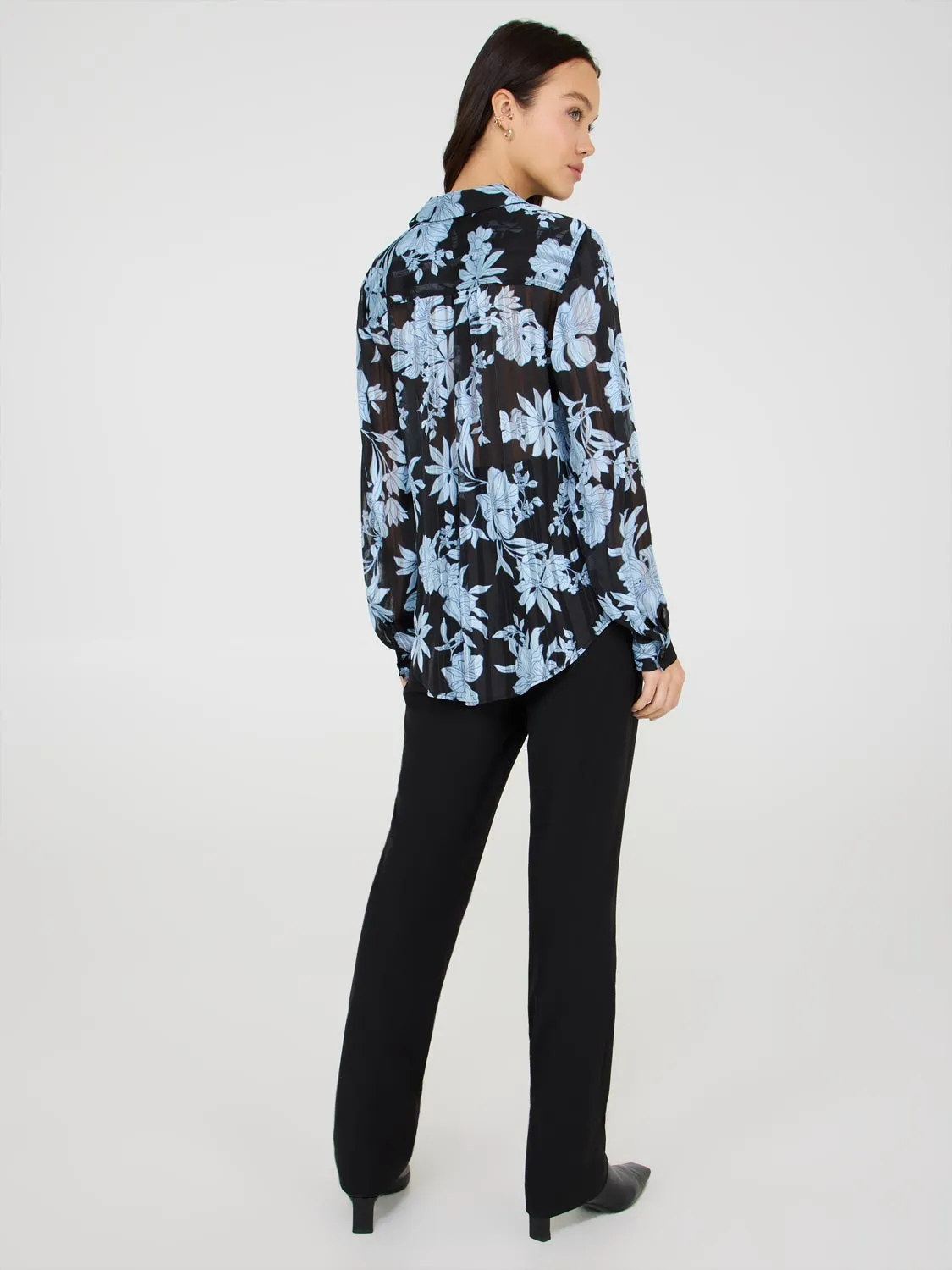 Floral Print Button-Front Chiffon Blouse sold by Suzy Shier product image thumbnail 5