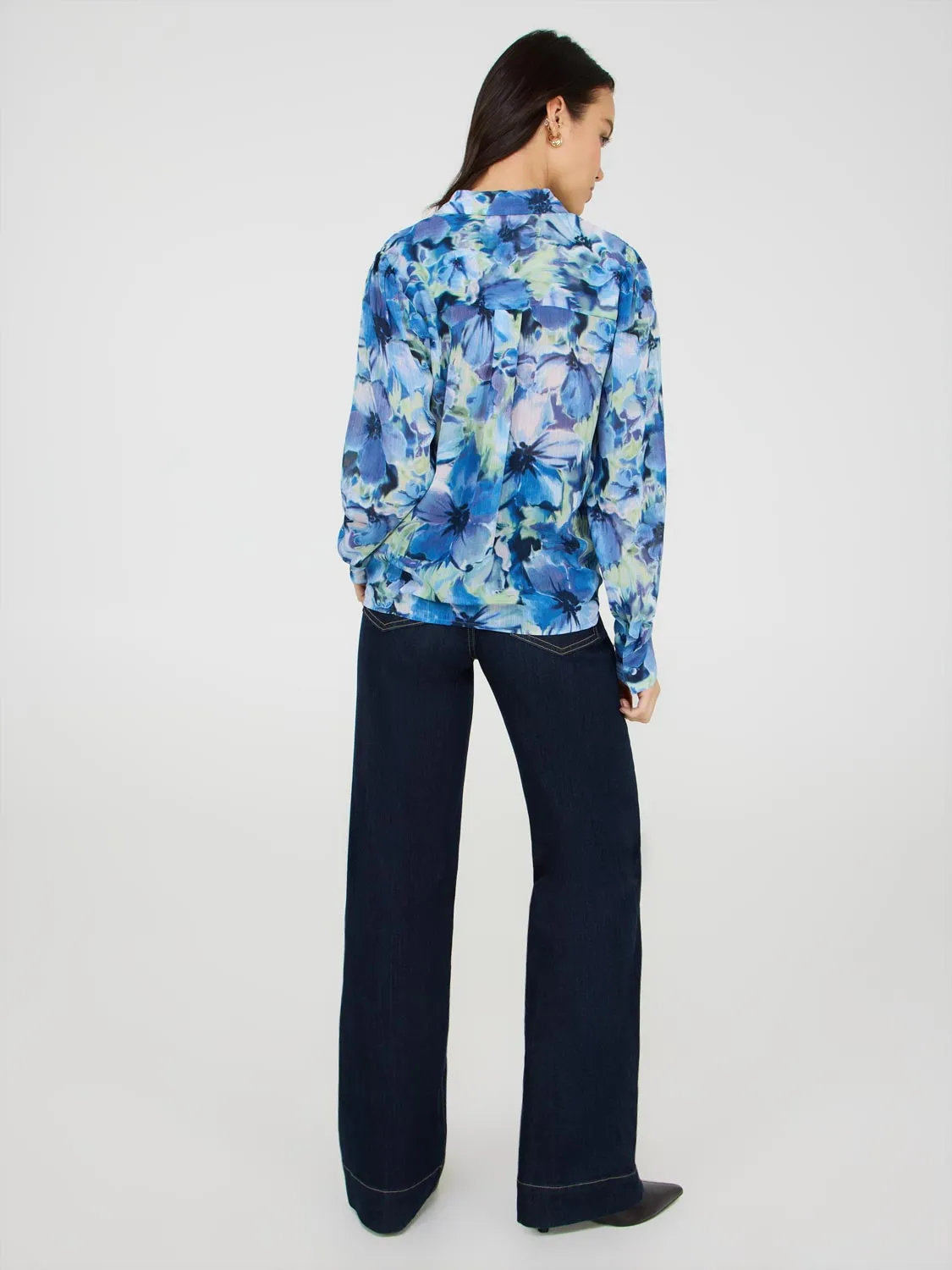 Printed Button-Front Blouse With Tie Front sold by Suzy Shier product image thumbnail 4