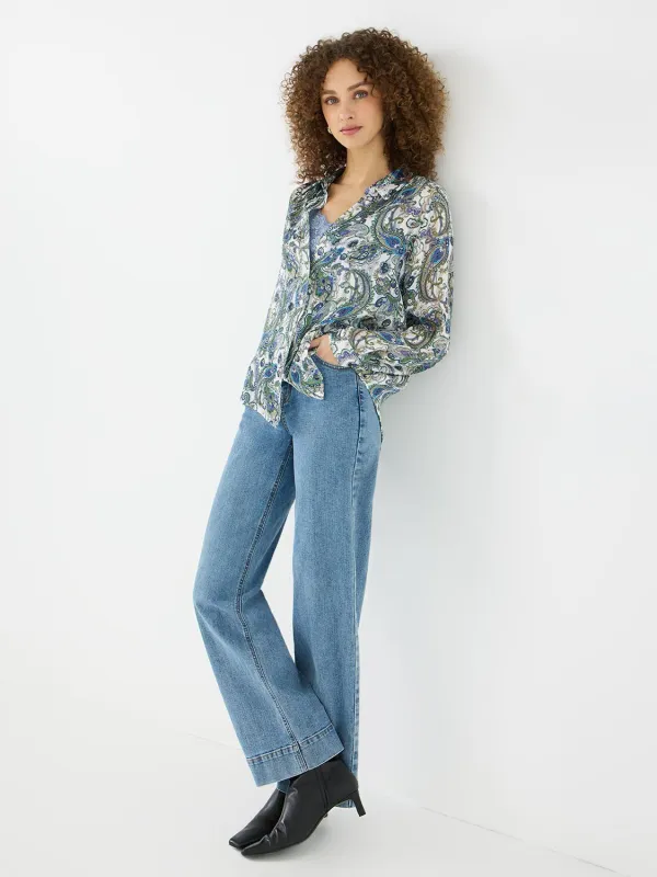 Paisley Print Button-Front Chiffon Blouse sold by Suzy Shier