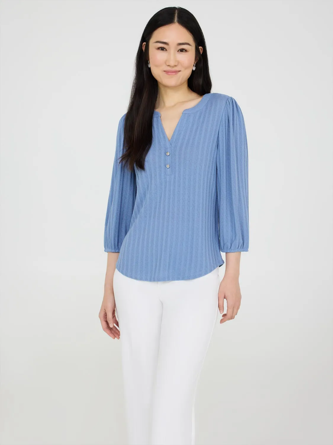 Pointelle V-Neck Top sold by Suzy Shier