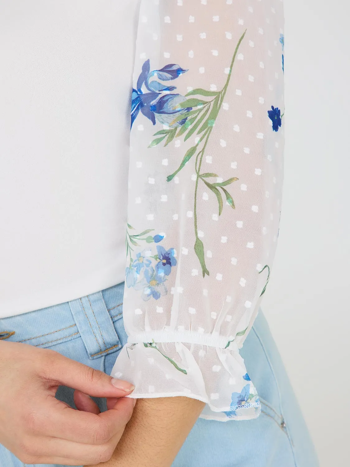 Floral Print Chiffon Sleeve Top sold by Suzy Shier product image thumbnail 3