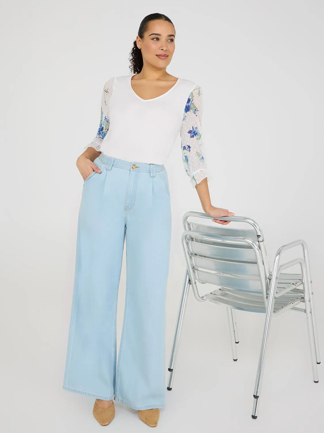 Floral Print Chiffon Sleeve Top sold by Suzy Shier product image thumbnail 2