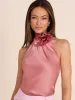 Halter Neck Satin Blouse With Rosette sold by Suzy Shier