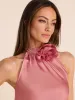 Halter Neck Satin Blouse With Rosette sold by Suzy Shier