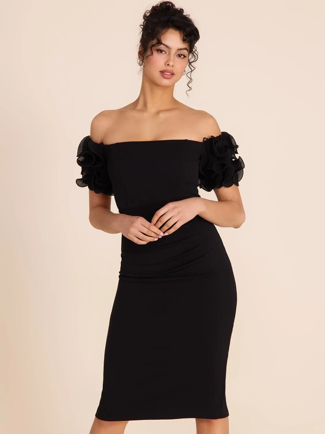 Off-The-Shoulder Midi Sheath Dress sold by Suzy Shier product image thumbnail 2