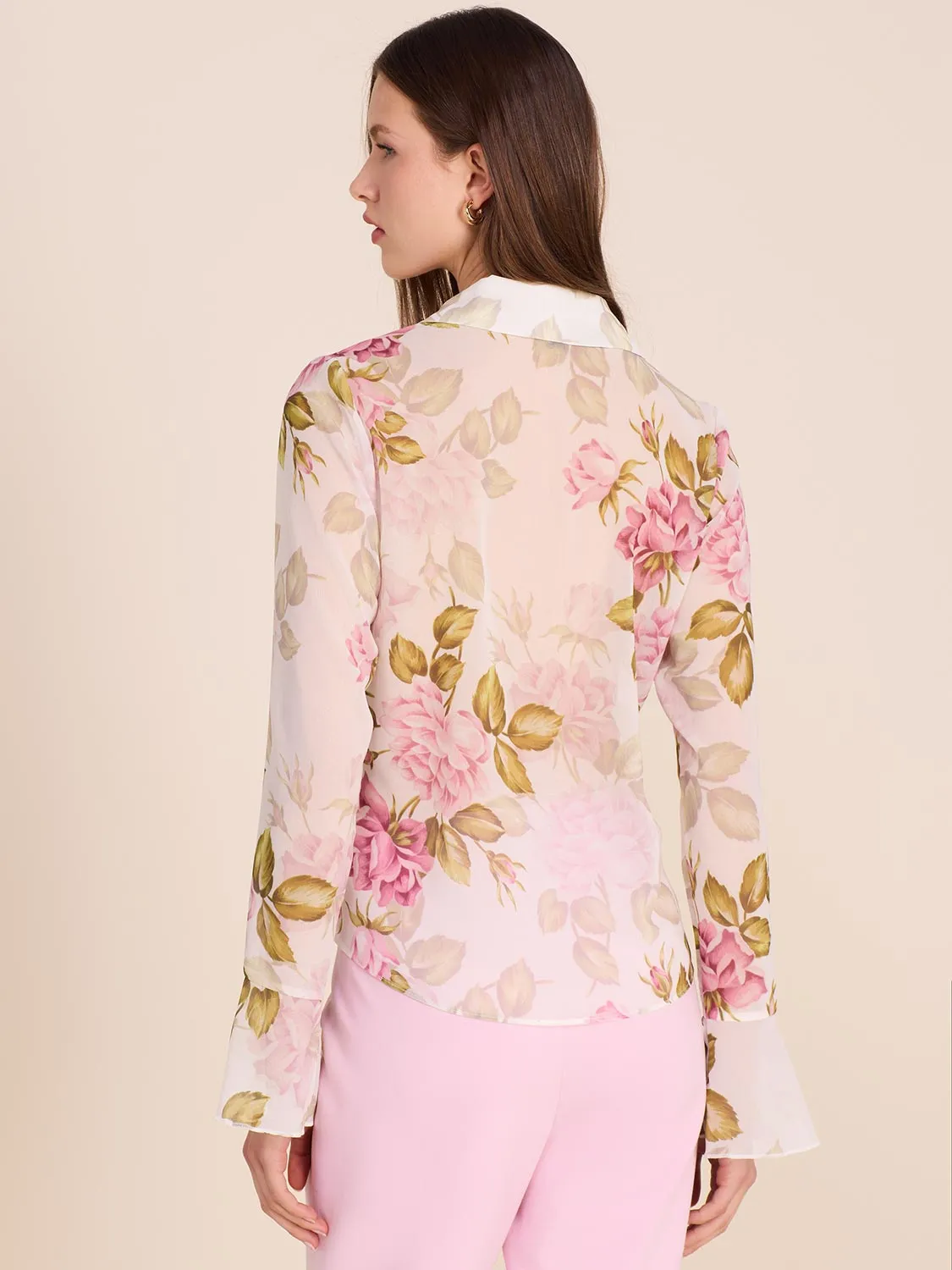 Floral Blouse With Front Ruffles sold by Suzy Shier product image thumbnail 5