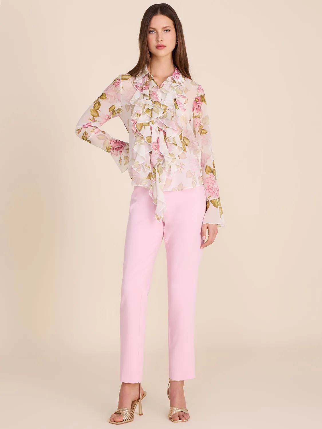 Floral Blouse With Front Ruffles sold by Suzy Shier product image thumbnail 4