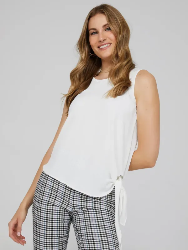 Sleeveless Scoop Neck Top With Side Knot Detail sold by Suzy Shier