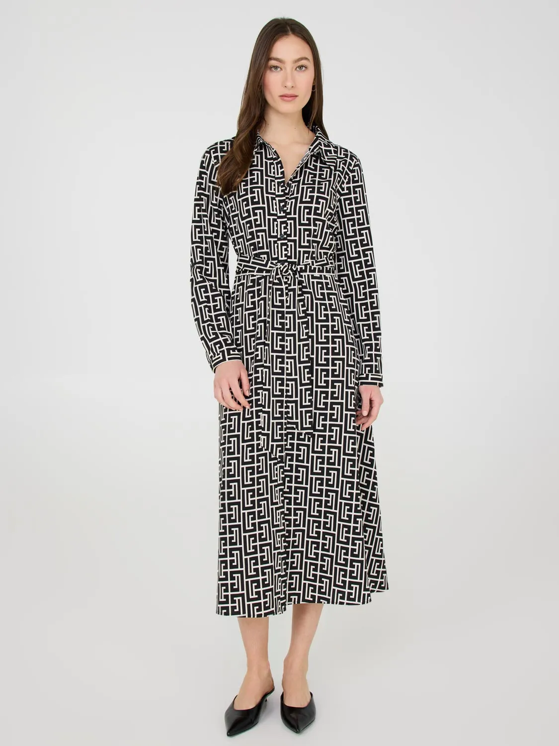 Geo Print Midi Shirt Dress sold by Suzy Shier product image thumbnail 3