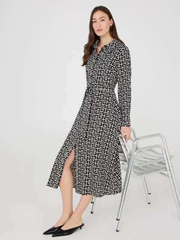 Geo Print Midi Shirt Dress sold by Suzy Shier