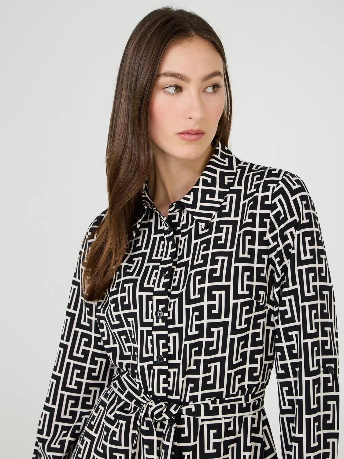 Geo Print Midi Shirt Dress sold by Suzy Shier product image thumbnail 2