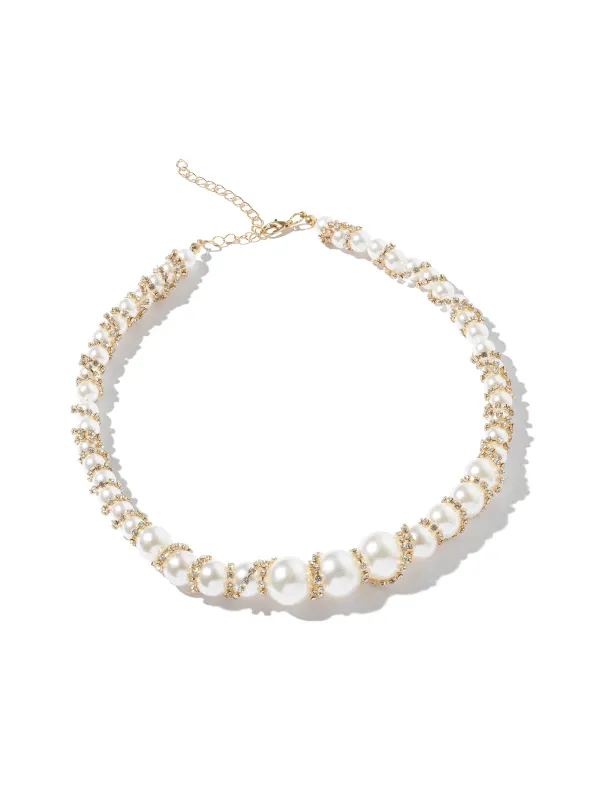 Rhinestone & Pearl Necklace sold by Suzy Shier