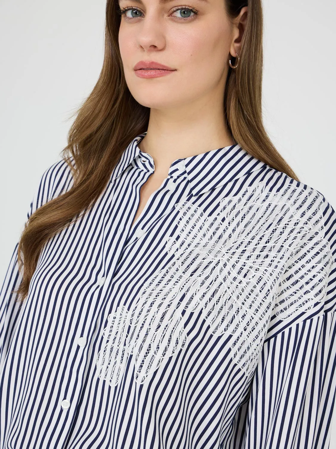 Floral Appliqué Striped Blouse sold by Suzy Shier product image thumbnail 2