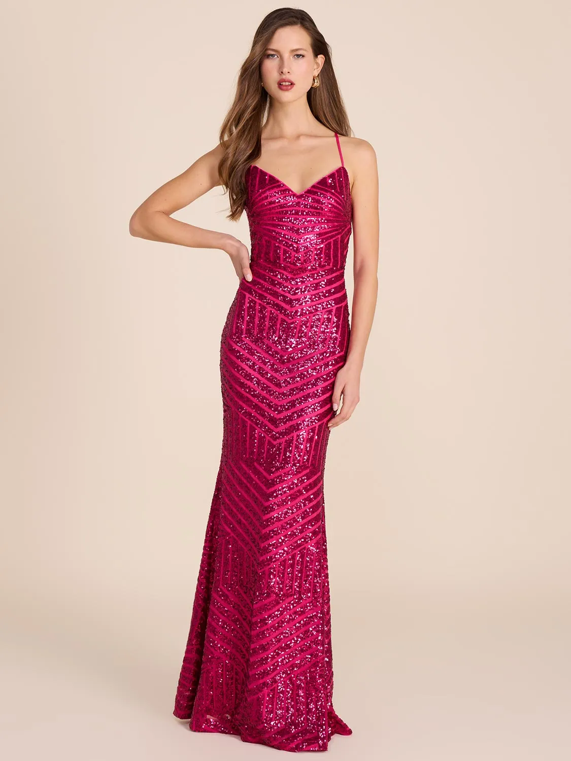 Patterned Sequin Gown sold by Suzy Shier