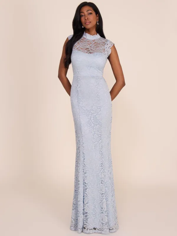 Mock Neck Lace Gown sold by Suzy Shier