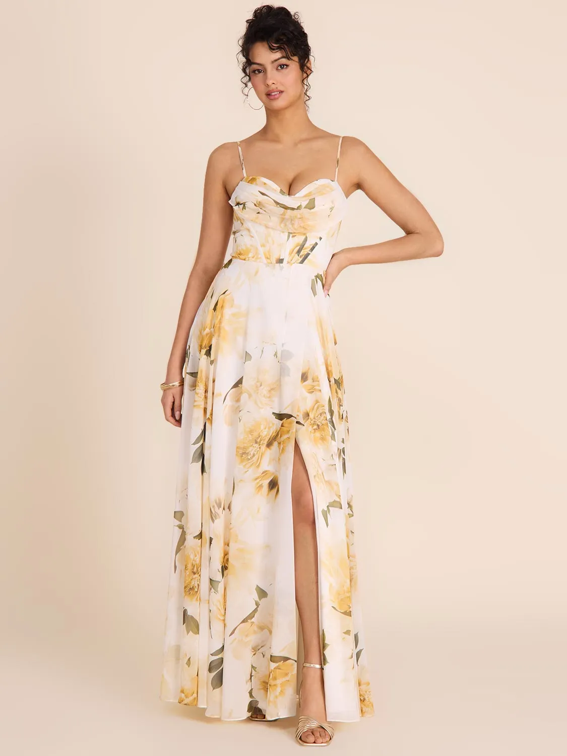 Bustier Floral Chiffon Gown sold by Suzy Shier product image thumbnail 3