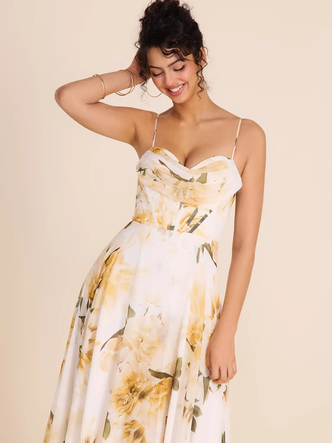 Bustier Floral Chiffon Gown sold by Suzy Shier product image thumbnail 4