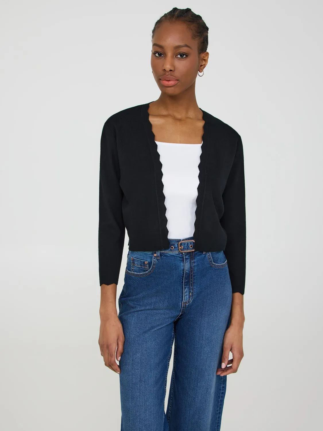 Bolero Cardigan With Scallop Details sold by Suzy Shier