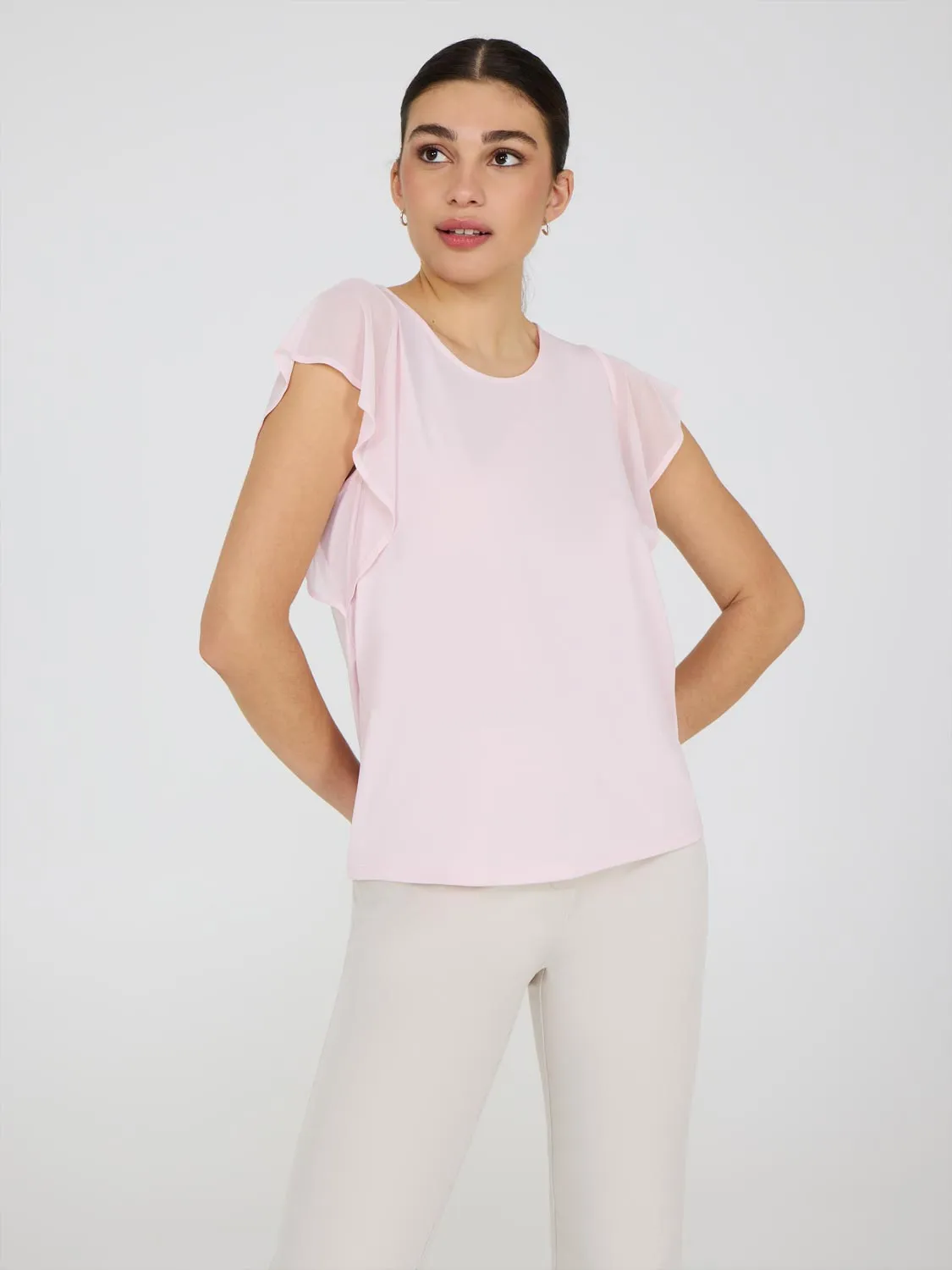 Mesh Flutter Sleeve Top sold by Suzy Shier product image thumbnail 5