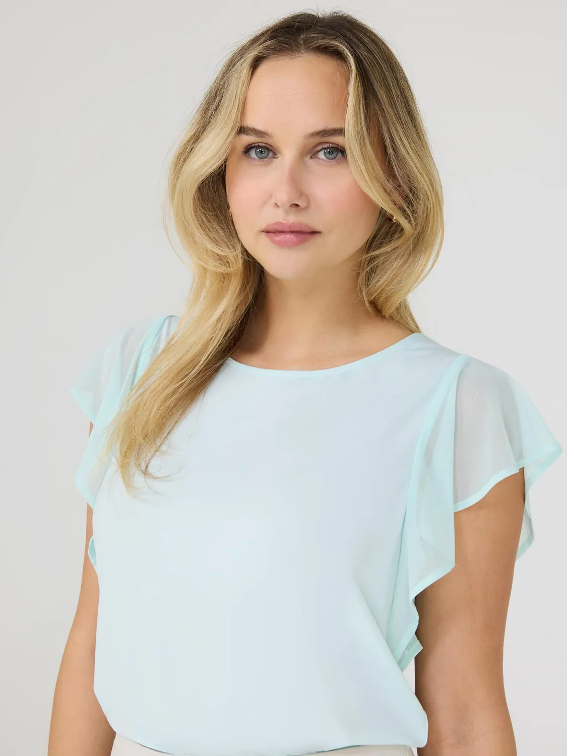 Mesh Flutter Sleeve Top sold by Suzy Shier product image thumbnail 2