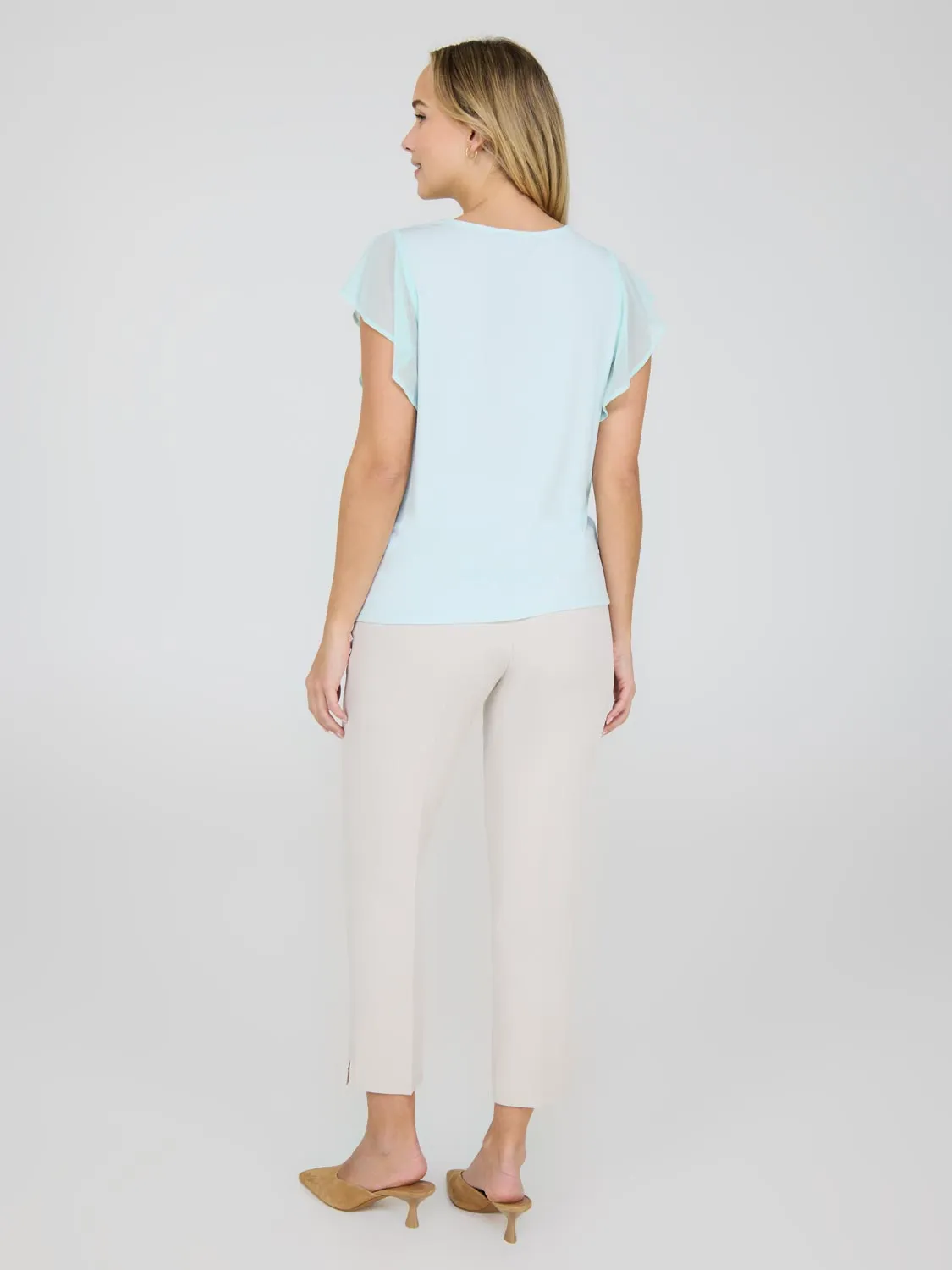 Mesh Flutter Sleeve Top sold by Suzy Shier product image thumbnail 4