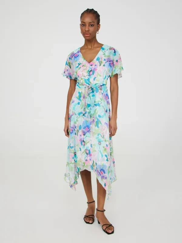 Printed Chiffon Handkerchief Hem Dress sold by Suzy Shier