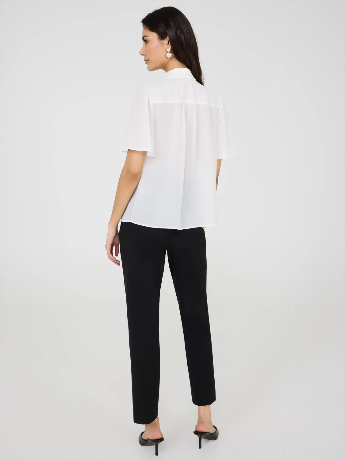 Contrast Bow Blouse With Flutter Sleeves sold by Suzy Shier product image thumbnail 4