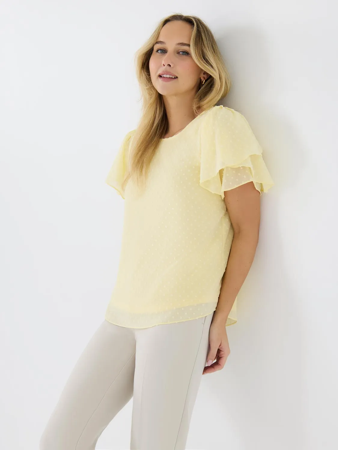 Tulip Sleeve Clip Dot Chiffon Top sold by Suzy Shier product image thumbnail 3