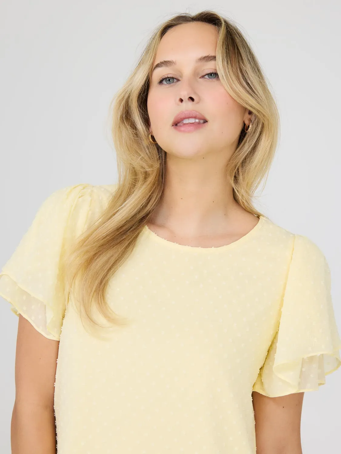 Tulip Sleeve Clip Dot Chiffon Top sold by Suzy Shier product image thumbnail 2