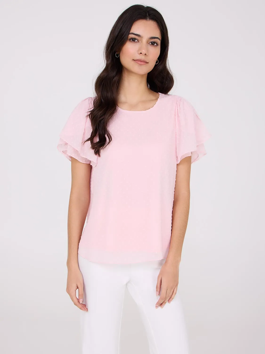 Tulip Sleeve Clip Dot Chiffon Top sold by Suzy Shier product image thumbnail 5