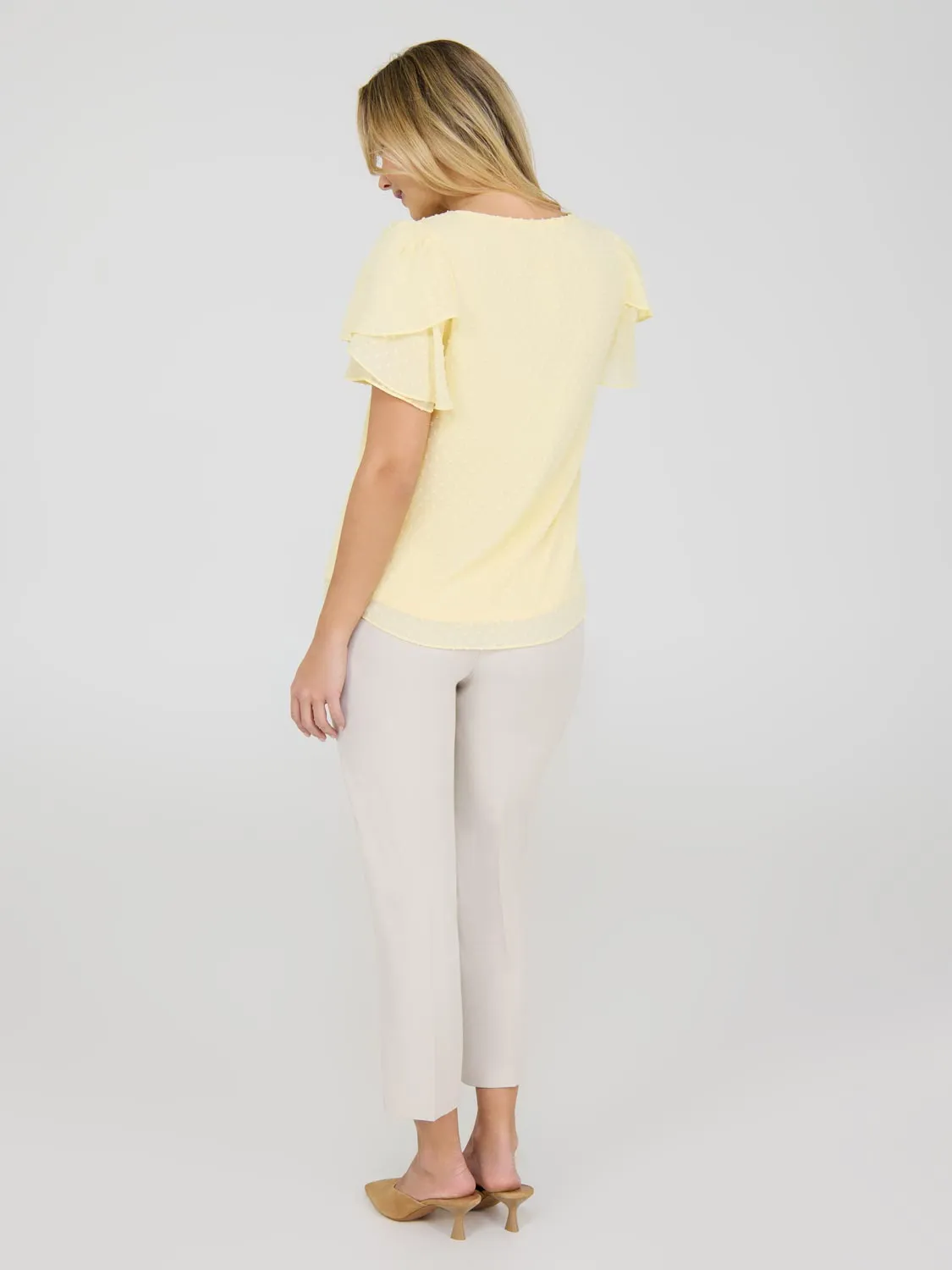 Tulip Sleeve Clip Dot Chiffon Top sold by Suzy Shier product image thumbnail 4