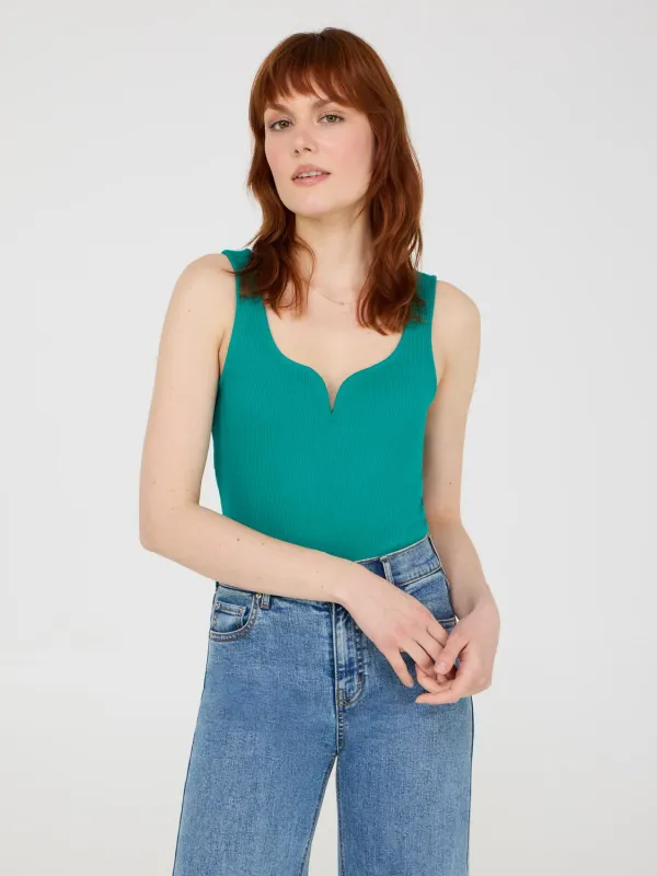 Sweetheart Neckline Ribbed Tank Top sold by Suzy Shier