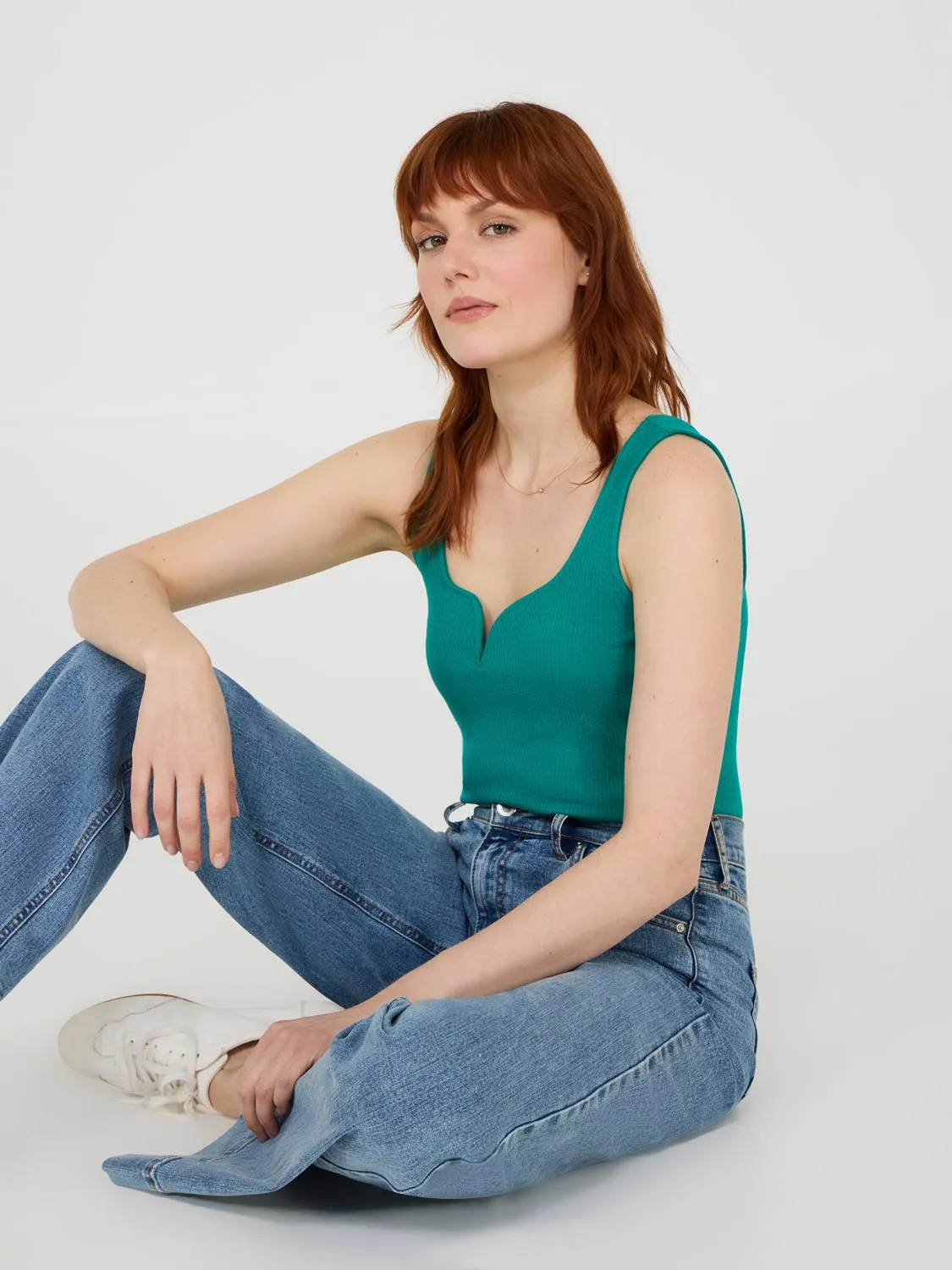 Sweetheart Neckline Ribbed Tank Top sold by Suzy Shier product image thumbnail 3