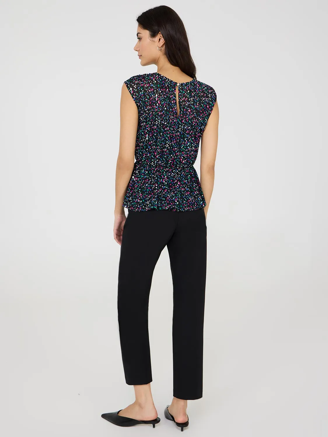 Dot Print Mesh Top With Illusion Neckline sold by Suzy Shier product image thumbnail 4