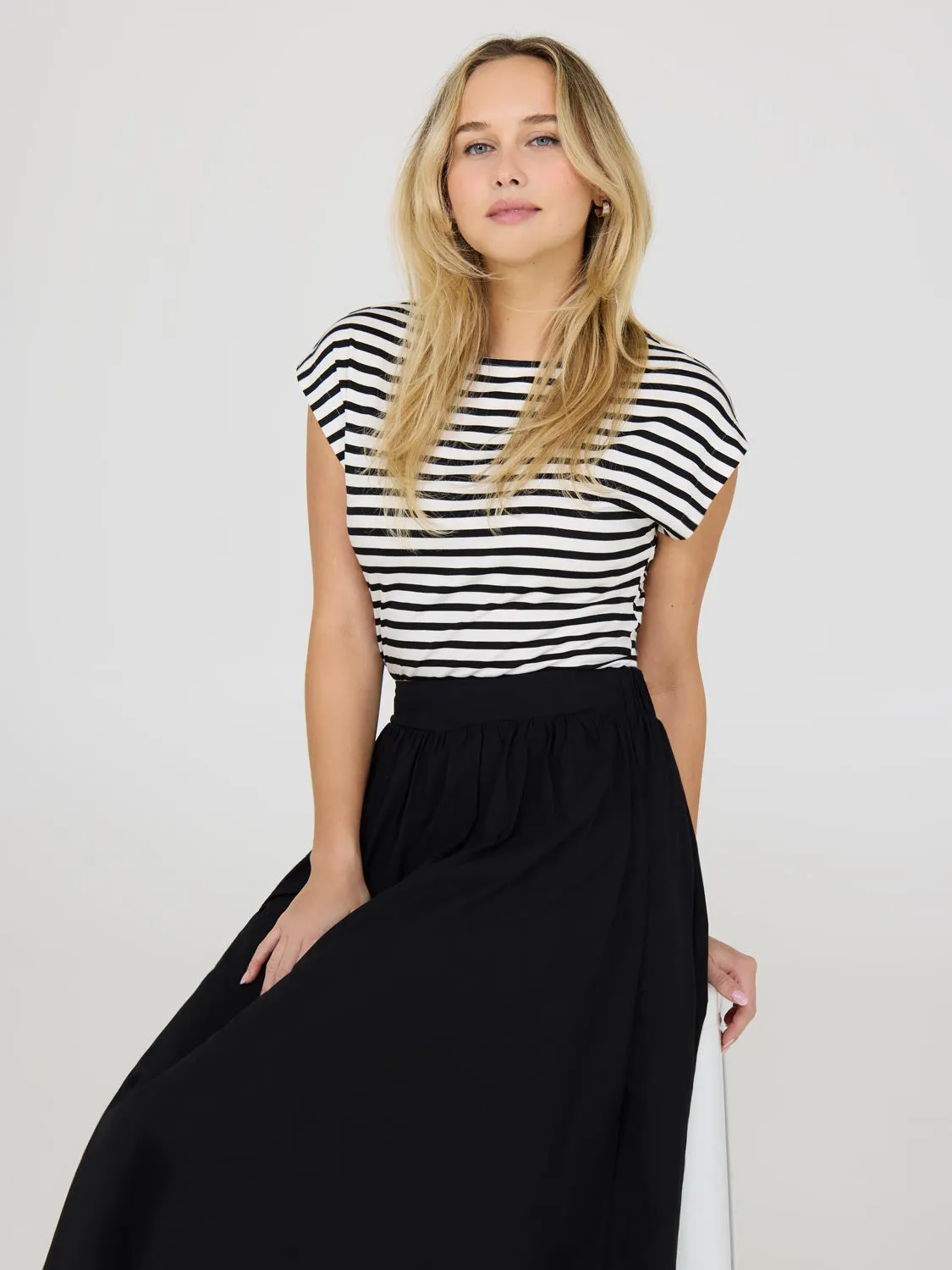 Striped Short Dolman Sleeve Top sold by Suzy Shier