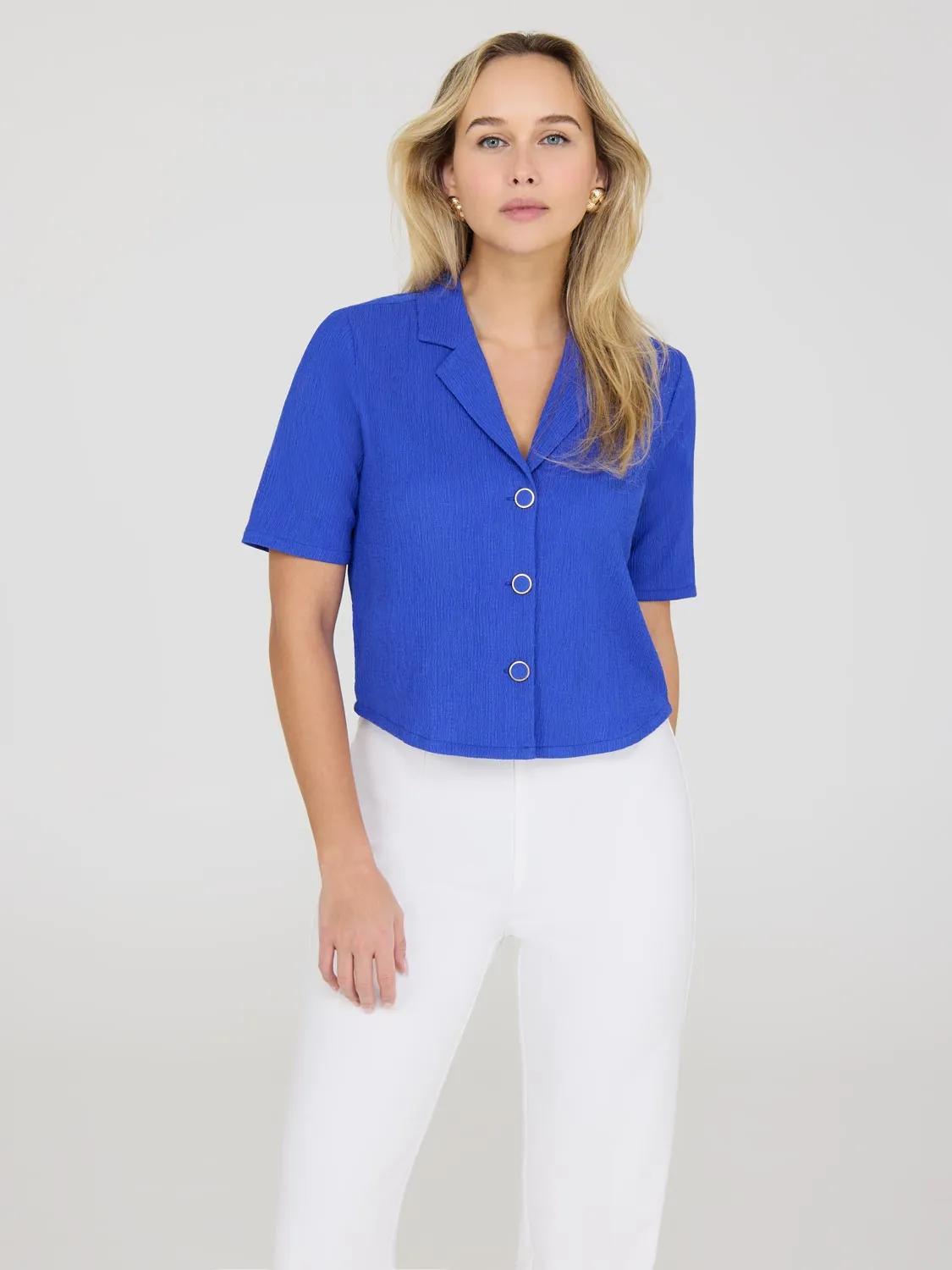 Textured Short Sleeve Blouse sold by Suzy Shier