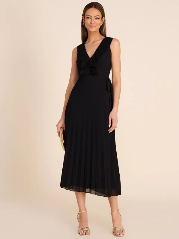 Pleated Chiffon Midi Dress sold by Suzy Shier